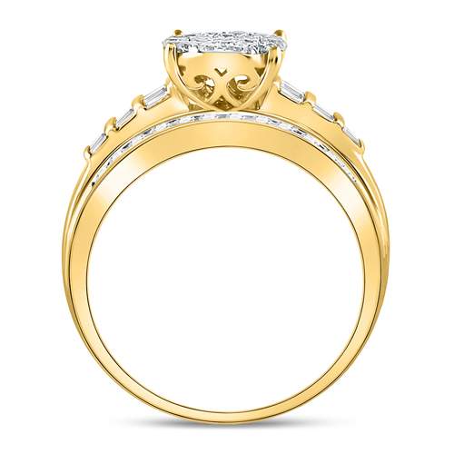 10kt Yellow Gold Womens Round Diamond Oval Bridal Wedding Engagement Ring 1.00 Cttw