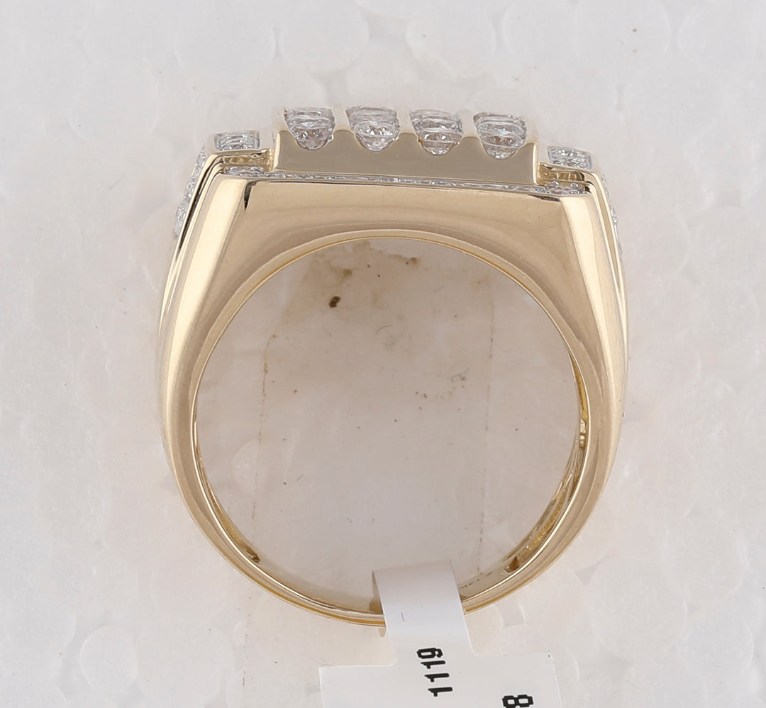 10kt Yellow Gold Mens Round Diamond Square Cluster Ring 2.00 Cttw