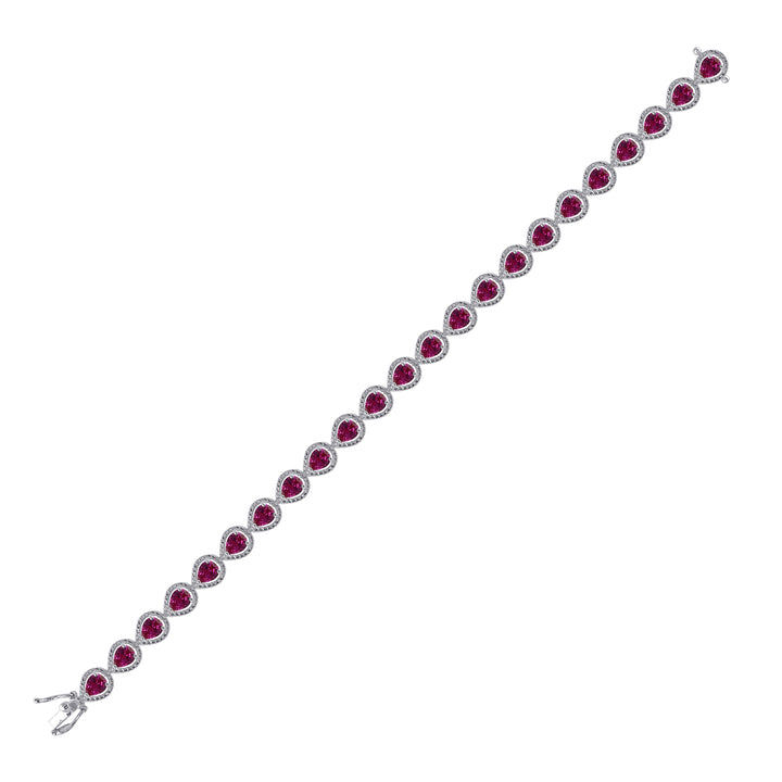 Sterling Silver Womens Oval Lab-Created Ruby Tennis Bracelet 5-7/8 Cttw