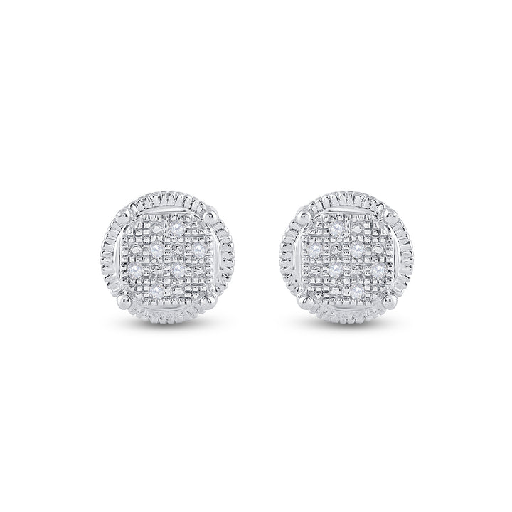 Sterling Silver Mens Round Diamond Cluster Earrings .03 Cttw