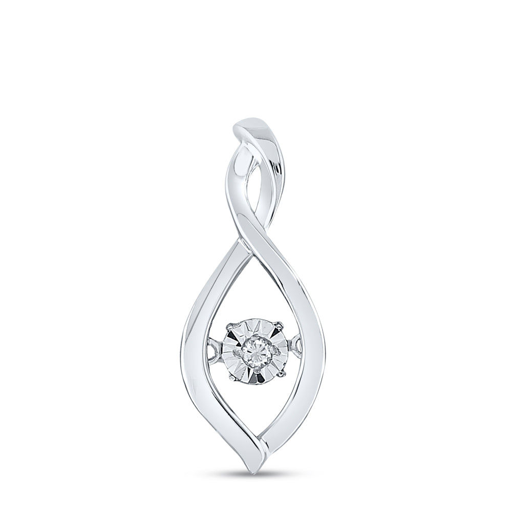 Sterling Silver Womens Round Diamond Infinity Twinkle Moving Pendant .03 Cttw