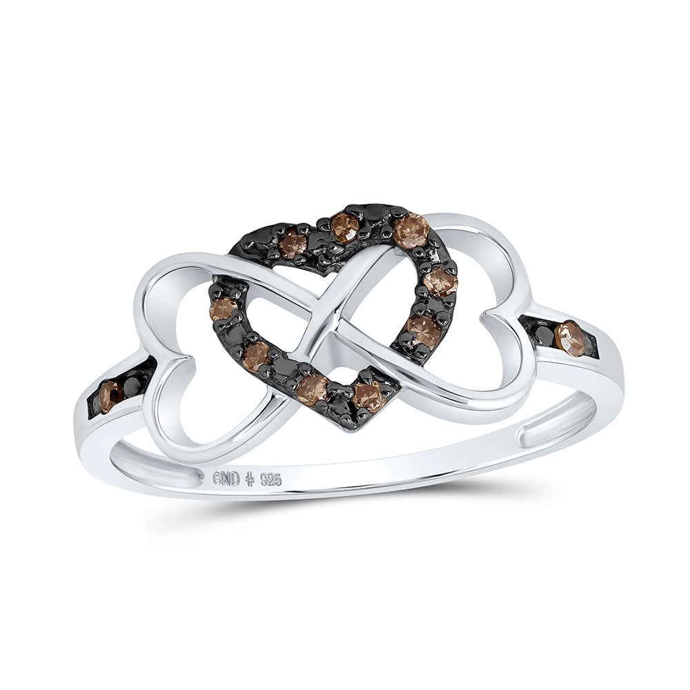 1/10CTW-DIA COGNAC NATURAL GIFT HEART RING