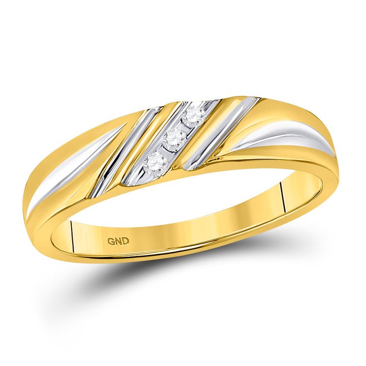 10kt Yellow Gold His & Hers Round Diamond Heart Matching Bridal Wedding Ring Band Set 3/8 Cttw