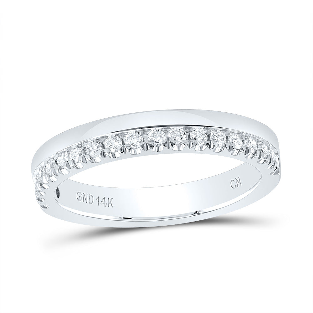 14kt White Gold Womens Round Diamond Wedding Band Ring 1/5 Cttw