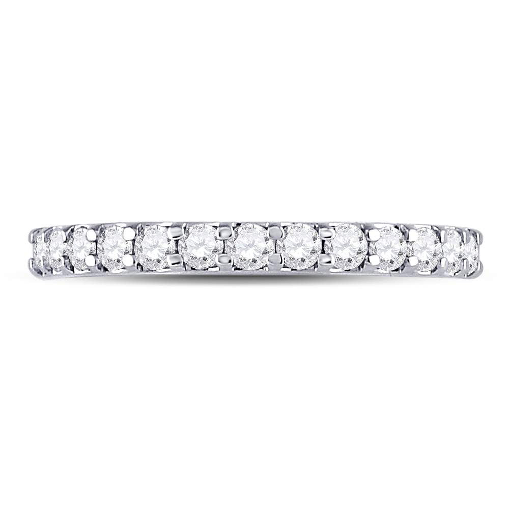 14kt White Gold Womens Round Diamond Single Row Machine-set Wedding Band 1/2 Cttw