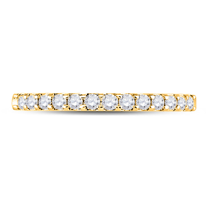 14kt Yellow Gold Womens Round Diamond Single Row Machine-set Wedding Band 1/4 Cttw