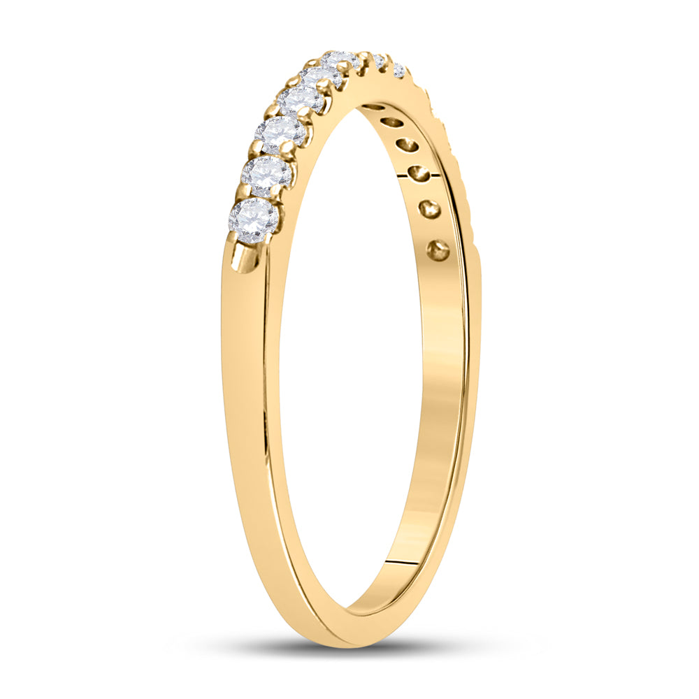 14kt Yellow Gold Womens Round Diamond Single Row Machine-set Wedding Band 1/4 Cttw