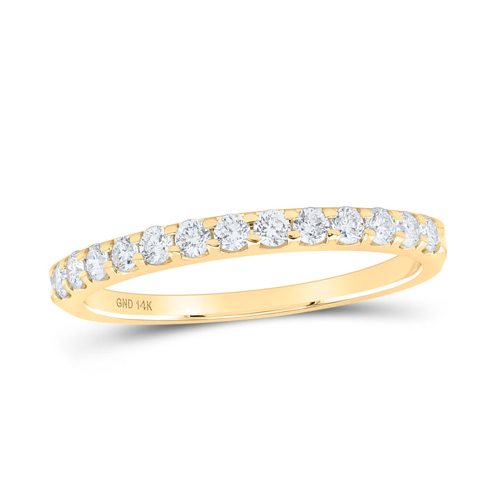 14kt Yellow Gold Womens Round Diamond Single Row Machine-set Wedding Band 1/4 Cttw