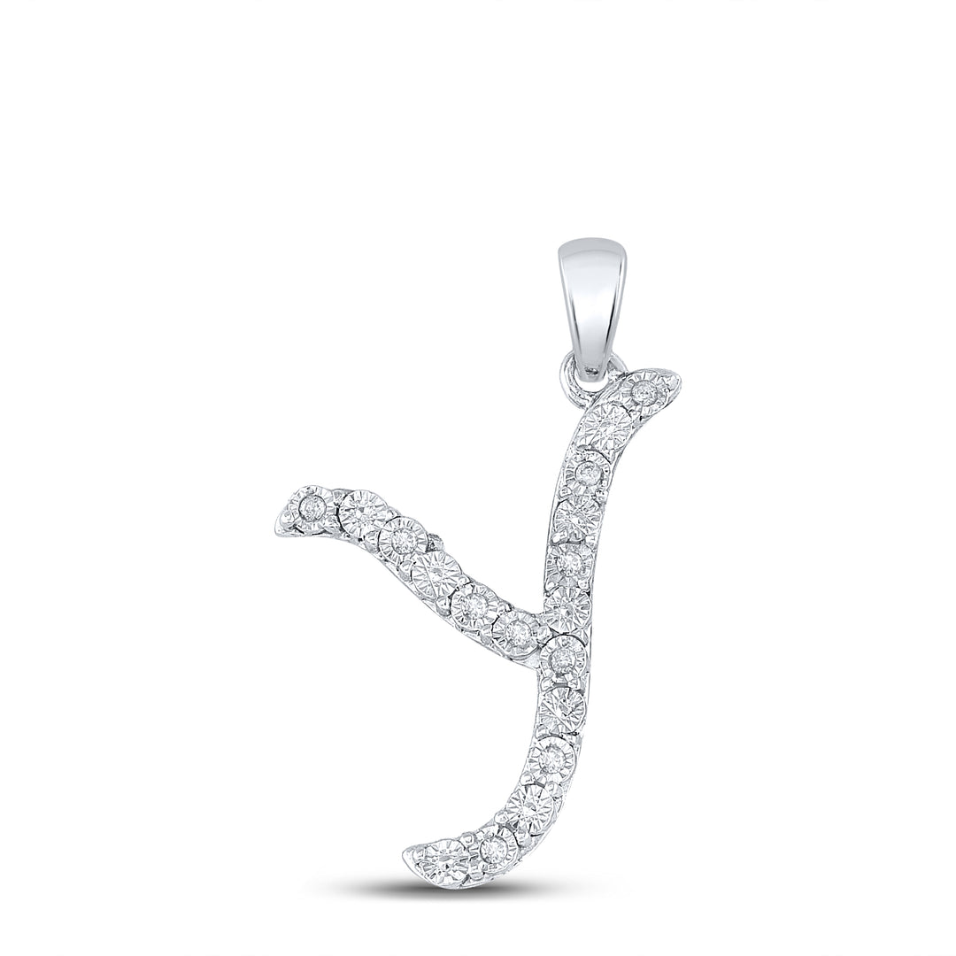 1/10CTW-DIA LADIES INITIAL "Y" PENDANT"