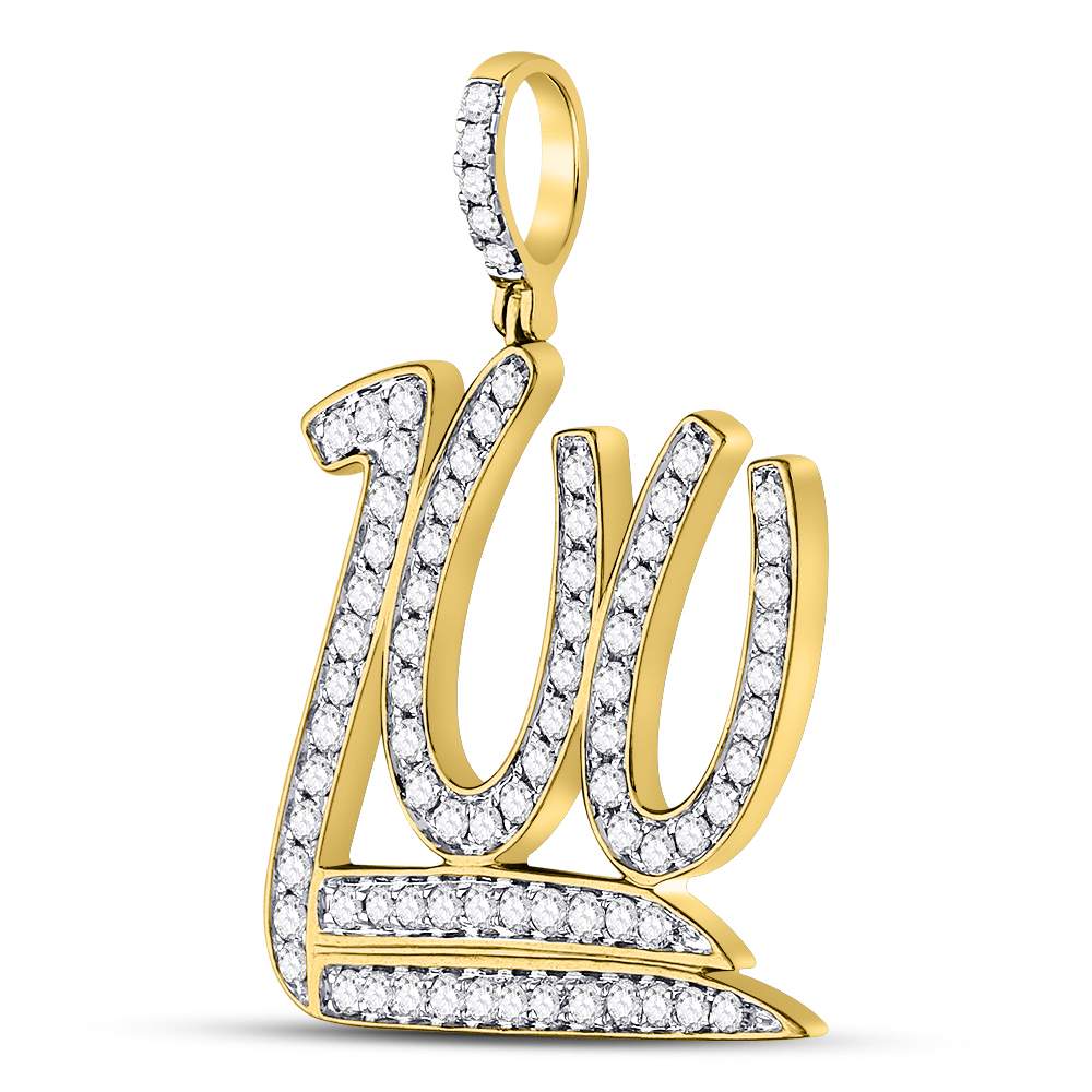 10kt Yellow Gold Mens Round Diamond 100 Hundred Emoji Charm Pendant 1-1/4 Cttw