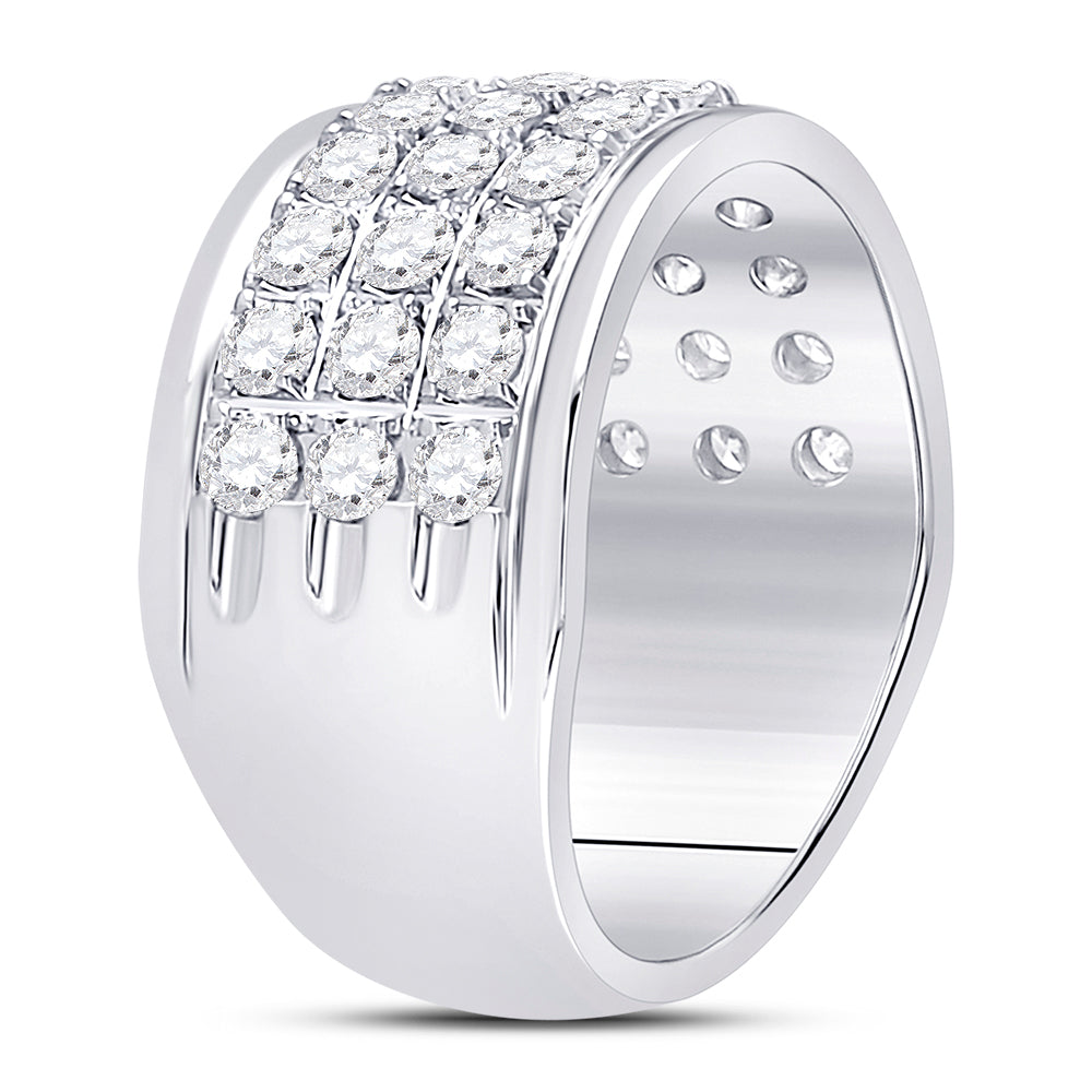 10kt White Gold Womens Round Diamond Triple Row Band Ring 3/4 Cttw