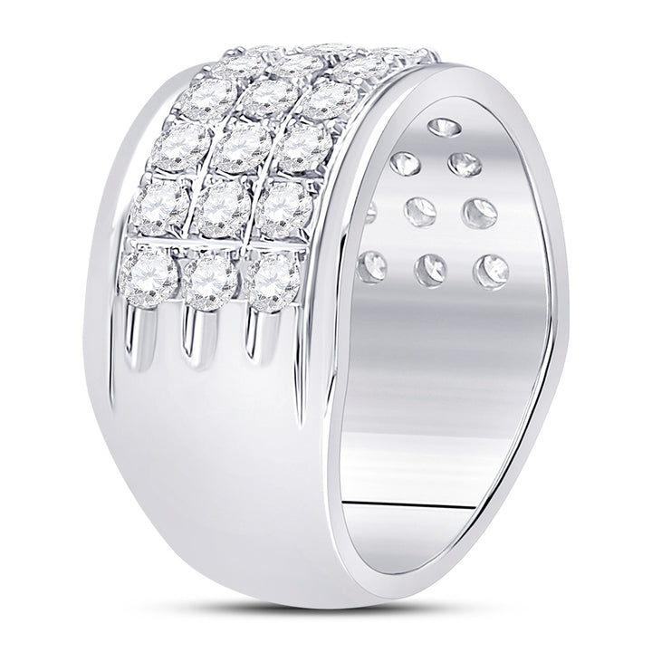 10kt White Gold Womens Round Diamond Triple Row Band Ring 3/4 Cttw