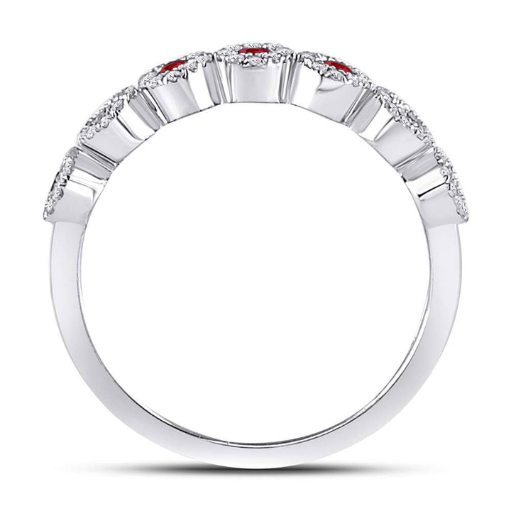 10kt White Gold Womens Round Ruby Circle Stackable Band Ring 1/2 Cttw