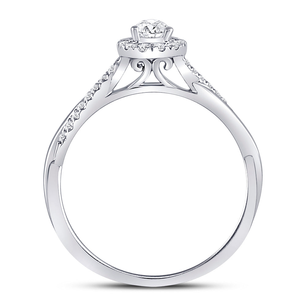 14kt White Gold Womens Pear Diamond Solitaire Bridal Wedding Engagement Ring 1/3 Cttw (Certified)