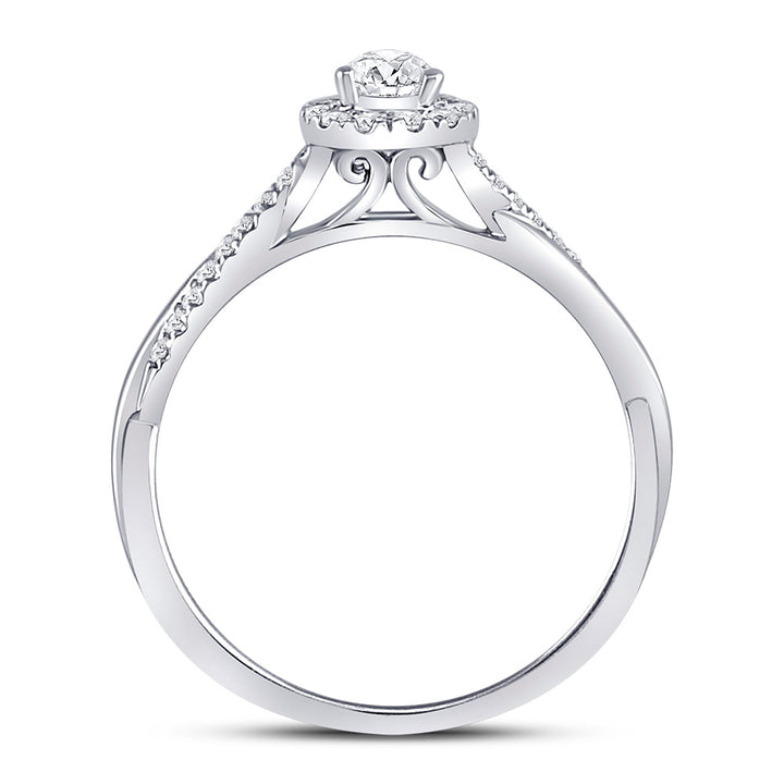 14kt White Gold Womens Pear Diamond Solitaire Bridal Wedding Engagement Ring 1/3 Cttw (Certified)