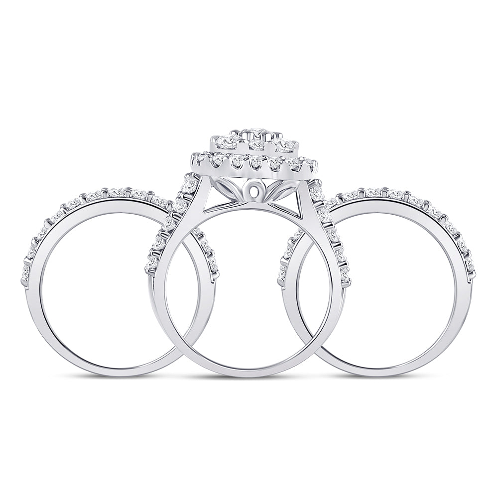 14kt White Gold Womens Round Diamond Bridal Wedding Engagement Ring Band Set 3-3/4 Cttw