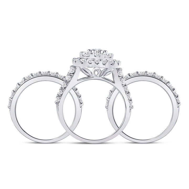 14kt White Gold Womens Round Diamond Bridal Wedding Engagement Ring Band Set 3-3/4 Cttw