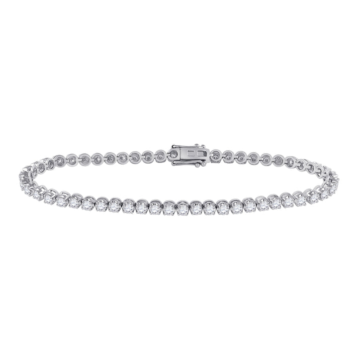 14kt White Gold Womens Round Diamond Timeless Tennis Bracelet 3.00 Cttw