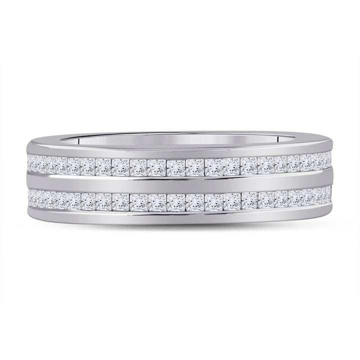 14kt White Gold Womens Round Diamond Machine-Set Eternity Wedding Band 1.00 Cttw