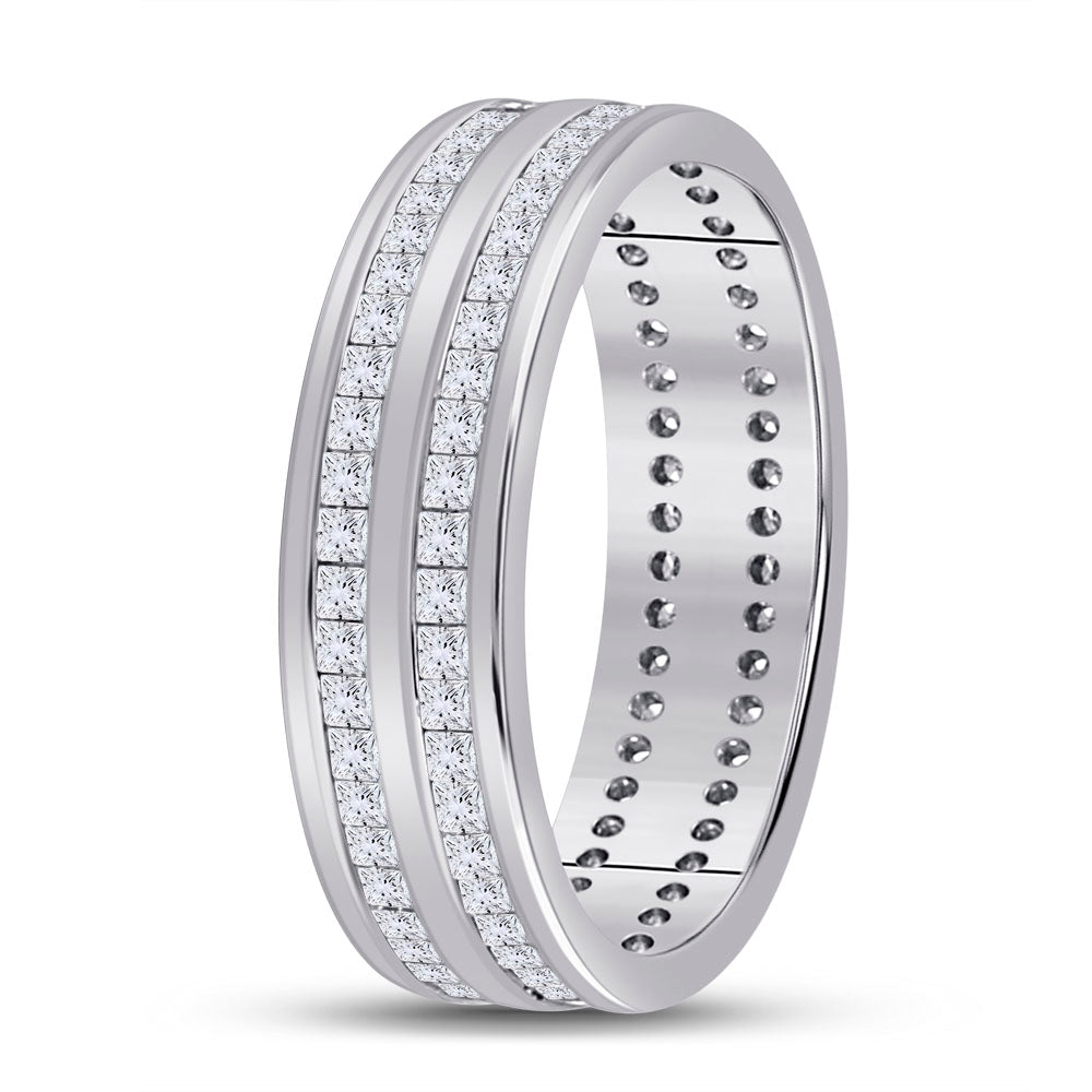 14kt White Gold Womens Round Diamond Machine-Set Eternity Wedding Band 1.00 Cttw