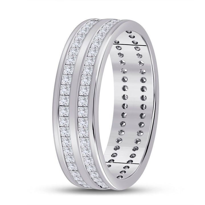 14kt White Gold Womens Round Diamond Machine-Set Eternity Wedding Band 1.00 Cttw