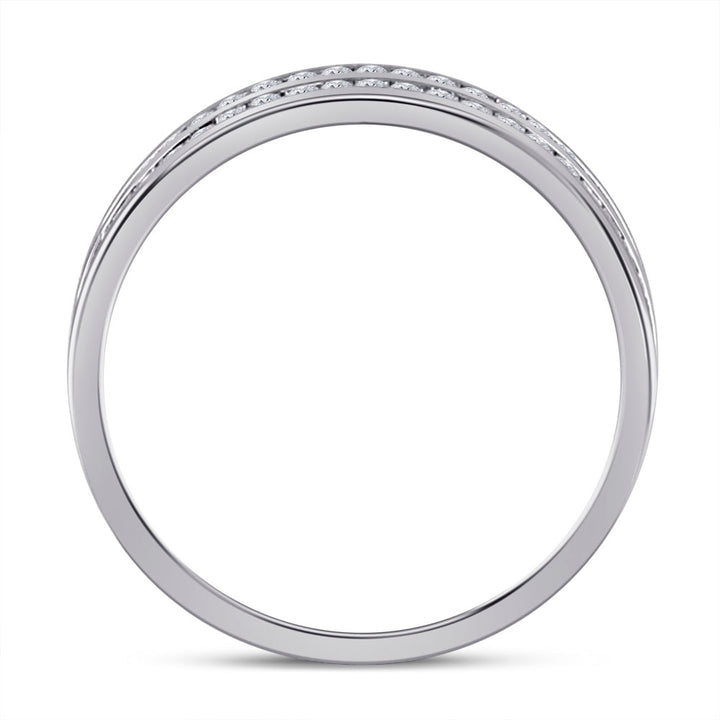 14kt White Gold Womens Round Diamond Machine-Set Eternity Wedding Band 1.00 Cttw