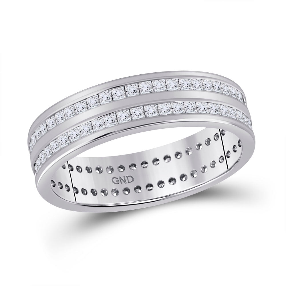 14kt White Gold Womens Round Diamond Machine-Set Eternity Wedding Band 1.00 Cttw