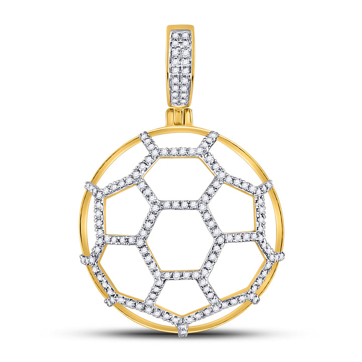 10kt Yellow Gold Mens Round Diamond Soccer Football Charm Pendant 1/2 Cttw