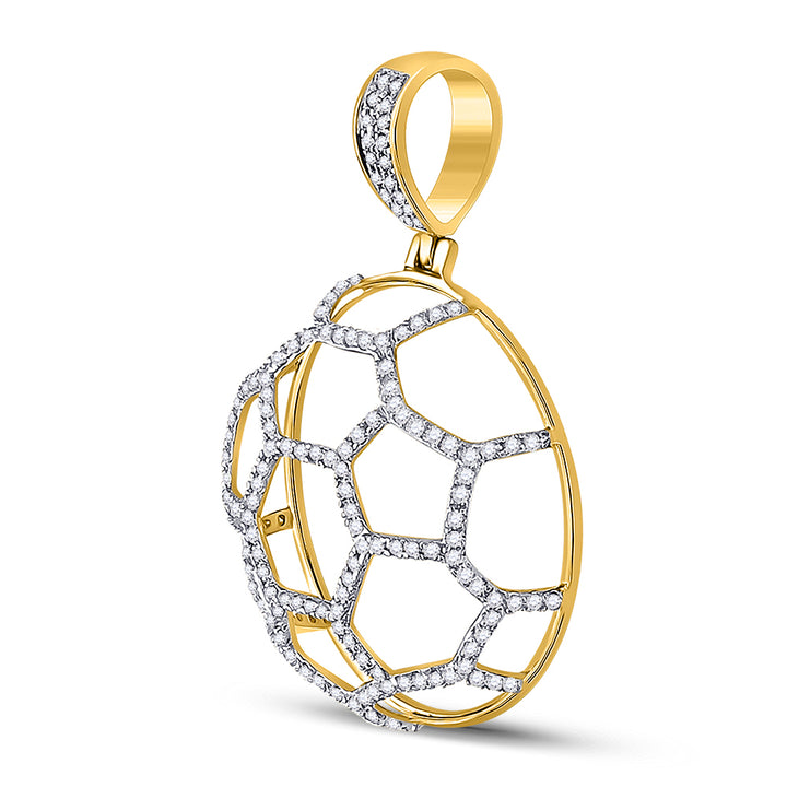 10kt Yellow Gold Mens Round Diamond Soccer Football Charm Pendant 1/2 Cttw