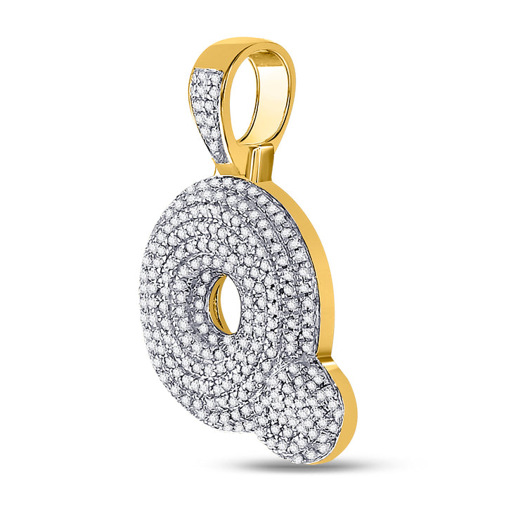 10kt Yellow Gold Mens Round Diamond ""Q"" Letter Charm Pendant 3/4 Cttw