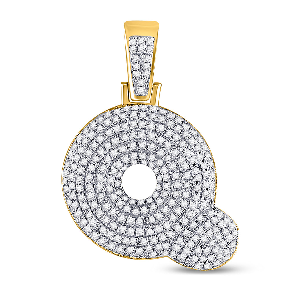 10kt Yellow Gold Mens Round Diamond ""Q"" Letter Charm Pendant 3/4 Cttw