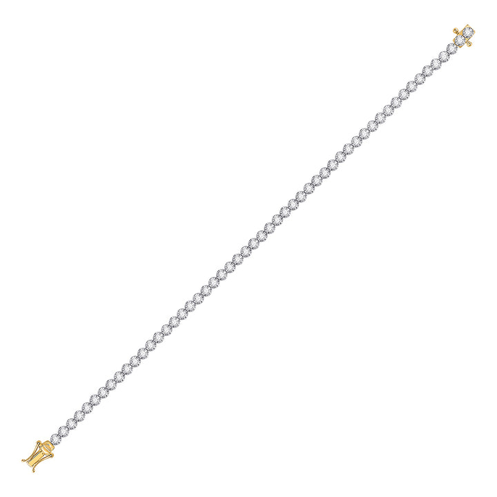 14kt Yellow Gold Womens Round Diamond Classic Tennis Bracelet 1.00 Cttw