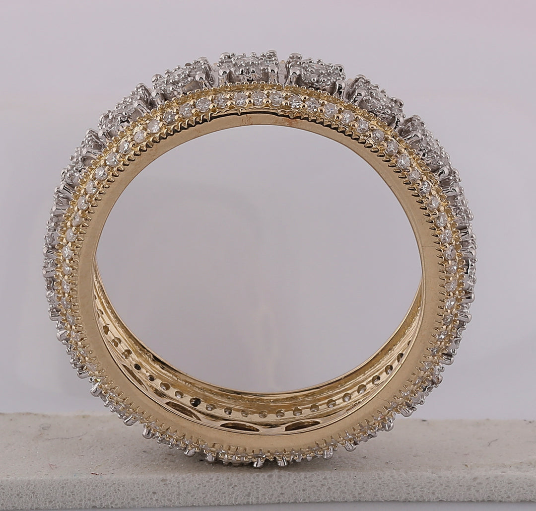 10kt Yellow Gold Mens Round Diamond Statement Cluster Ring 1-1/4 Cttw