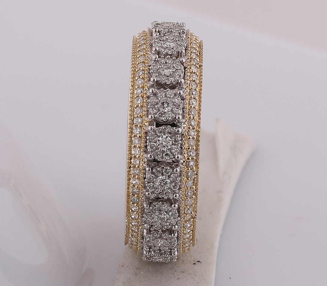 10kt Yellow Gold Mens Round Diamond Statement Cluster Ring 1-1/4 Cttw