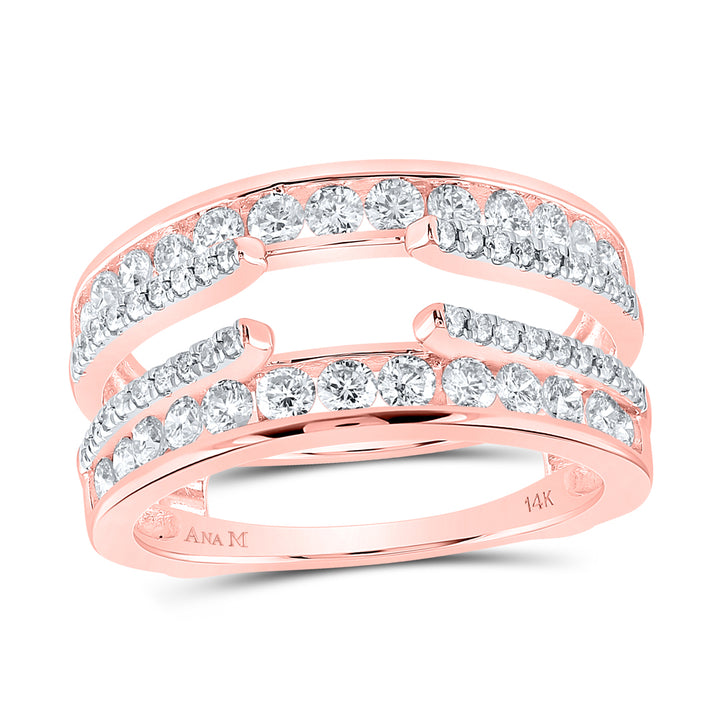 14kt Rose Gold Womens Round Diamond Wrap Ring Guard Enhancer 1.00 Cttw