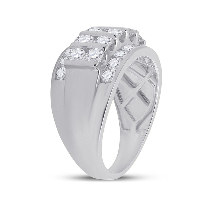 14kt White Gold Mens Round Diamond Channel-Set Band Ring 3.00 Cttw