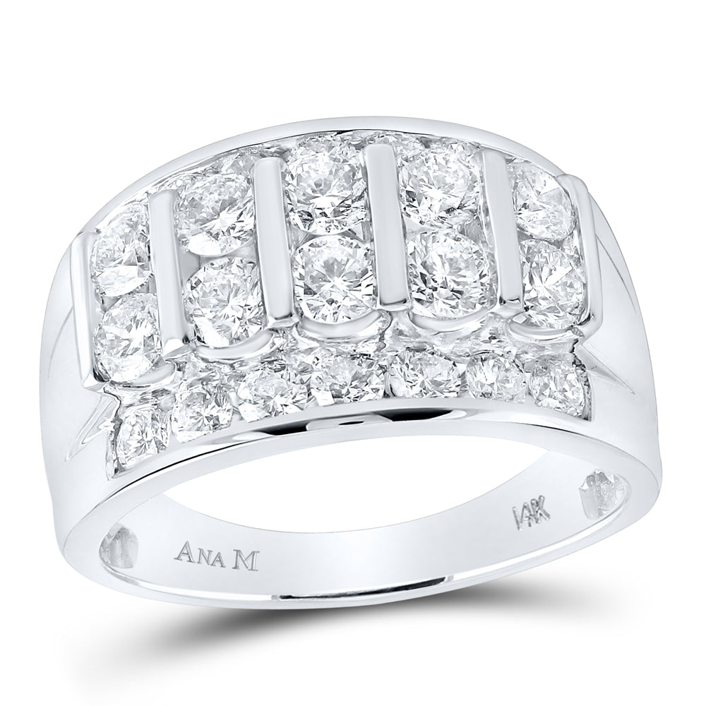 14kt White Gold Mens Round Diamond Channel-Set Band Ring 3.00 Cttw