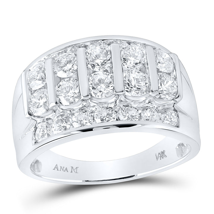 14kt White Gold Mens Round Diamond Channel-Set Band Ring 3.00 Cttw