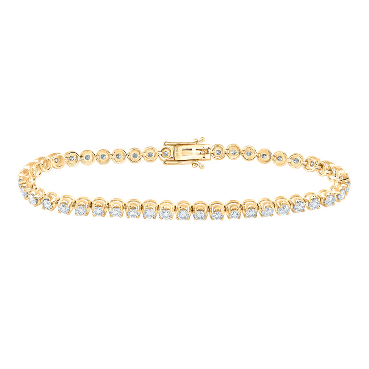 14kt Yellow Gold Womens Round Diamond Classic Tennis Bracelet 4.00 Cttw