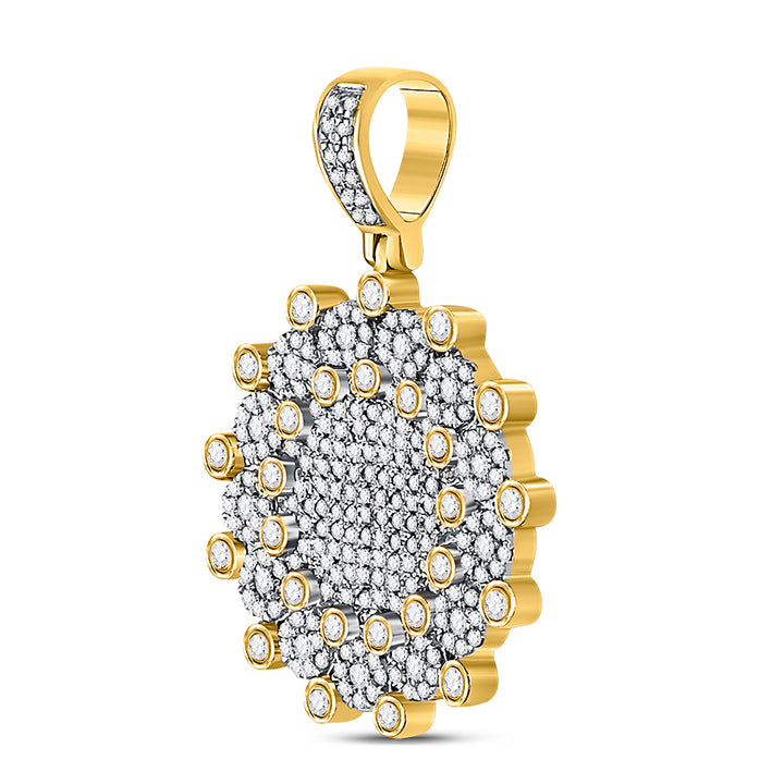 10kt Yellow Gold Mens Round Diamond Circle Charm Pendant 1.00 Cttw