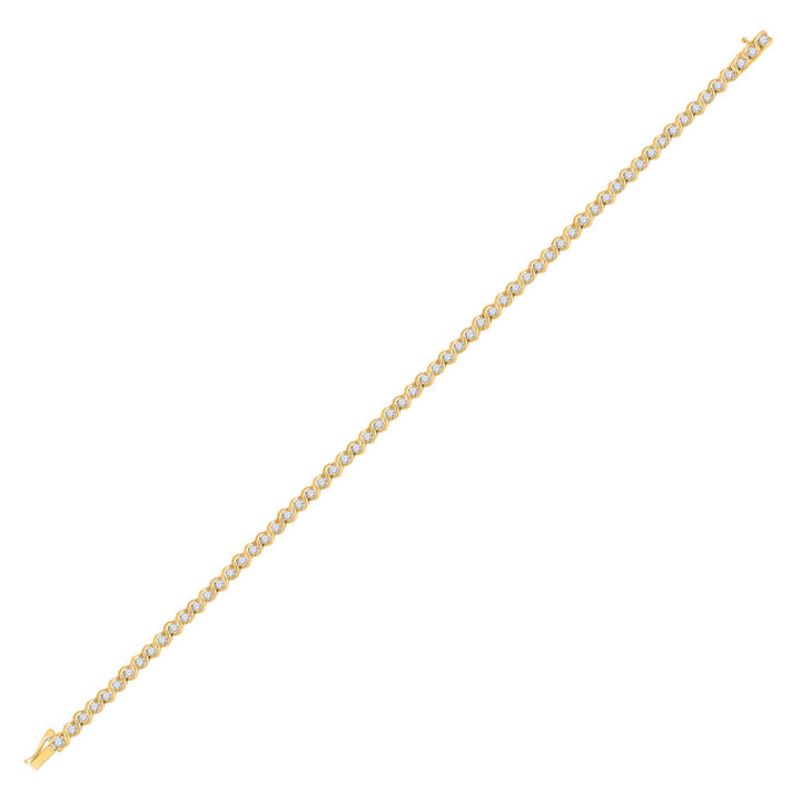 10kt Yellow Gold Womens Round Diamond Classic Tennis Bracelet 1.00 Cttw