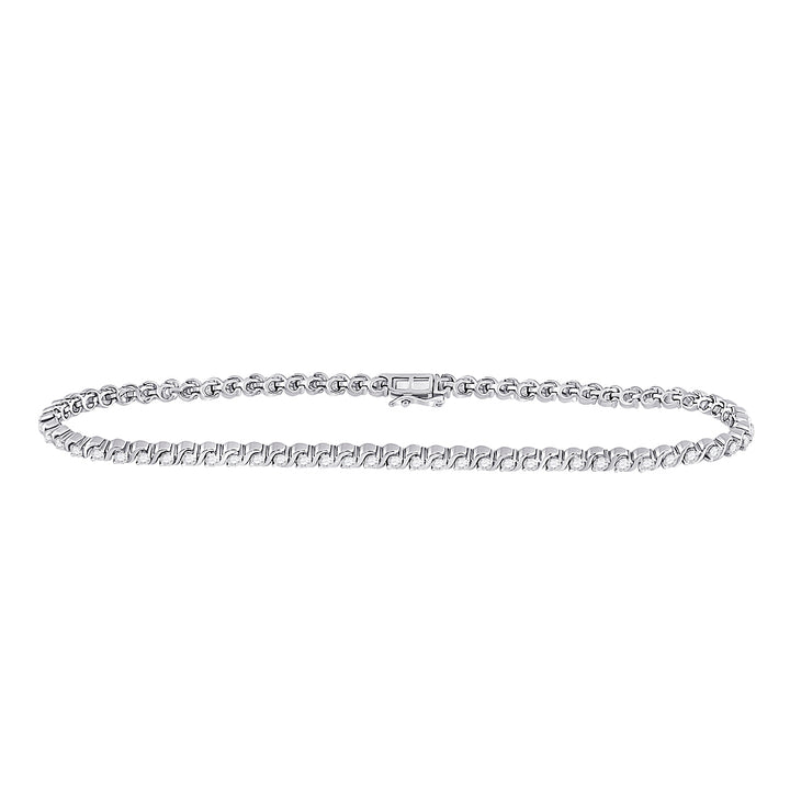 10kt White Gold Womens Round Diamond Classic Tennis Bracelet 1.00 Cttw