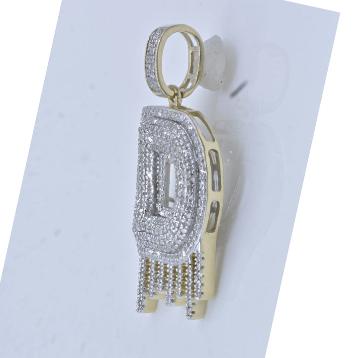 10kt Yellow Gold Mens Round Diamond ""D"" Letter Charm Pendant 3/4 Cttw