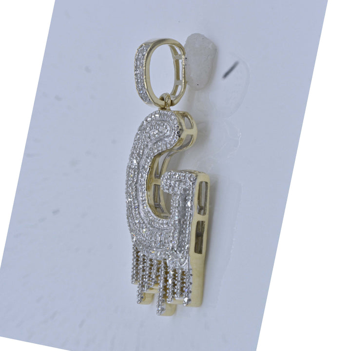 10kt Yellow Gold Mens Round Diamond ""G"" Letter Charm Pendant 5/8 Cttw