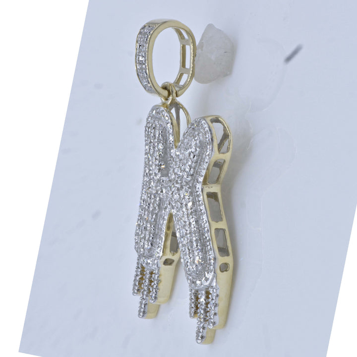 10kt Yellow Gold Mens Round Diamond ""K"" Letter Charm Pendant 3/4 Cttw