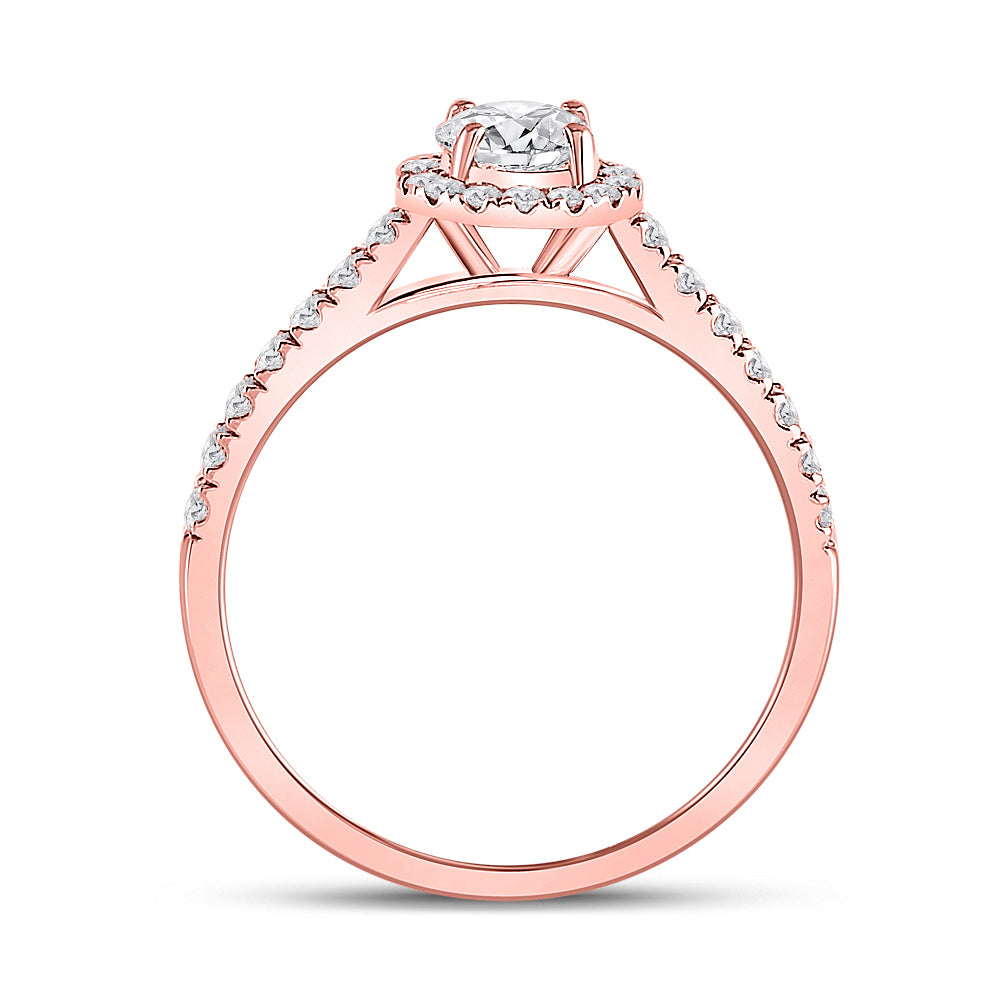 14kt Rose Gold Womens Round Diamond Solitaire Bridal Wedding Engagement Ring 7/8 Cttw (Certified)