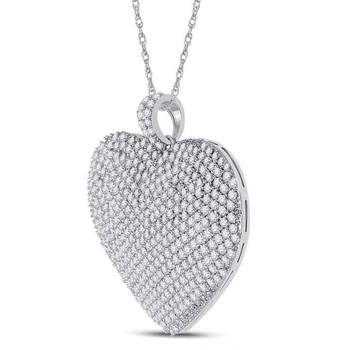 14kt White Gold Womens Round Diamond Charmed Heart Pendant 3.00 Cttw