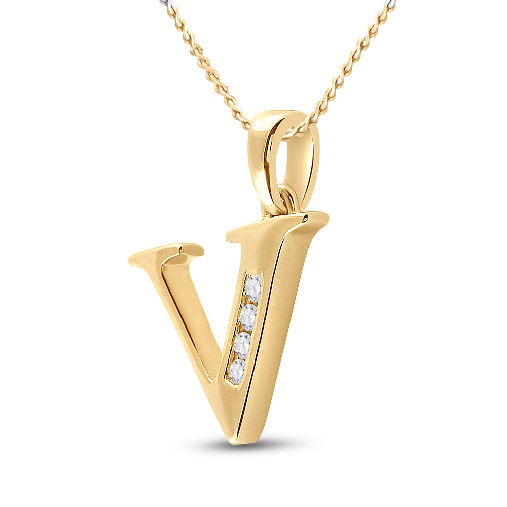 1/20CTW-DIA CN LADIES INITIAL " V " PENDANT