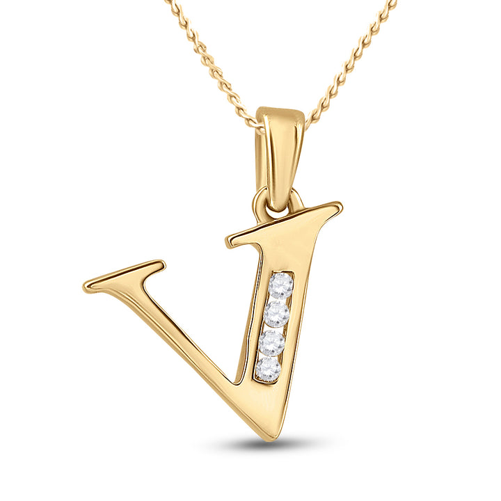 1/20CTW-DIA CN LADIES INITIAL " V " PENDANT