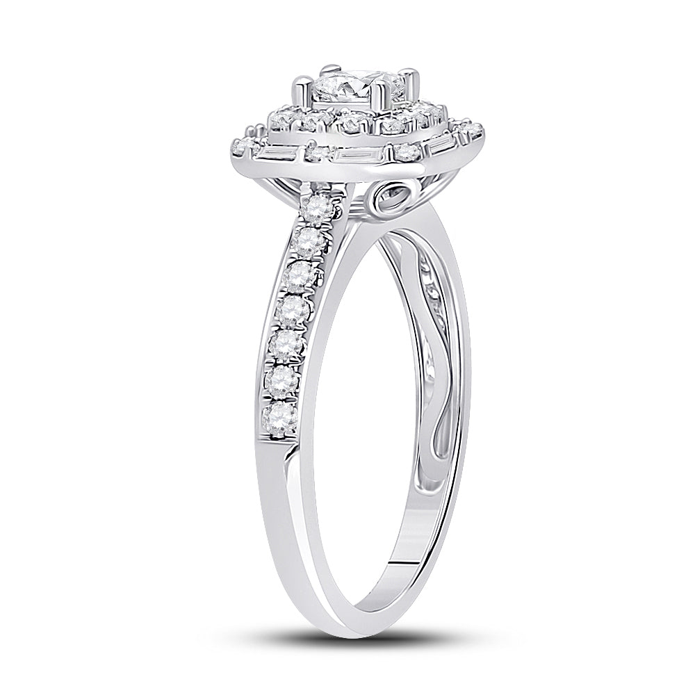 14kt White Gold Womens Princess Diamond Halo Bridal Wedding Engagement Ring 1.00 Cttw (Certified)